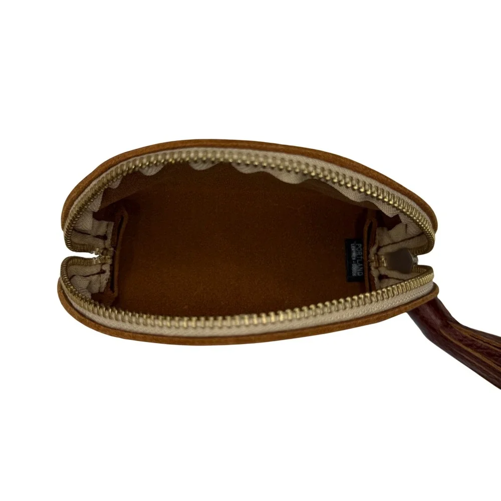 Portland Leather Goods Taco Tassel Pouch Nutmeg Brown Leather Cosmetic Bag New